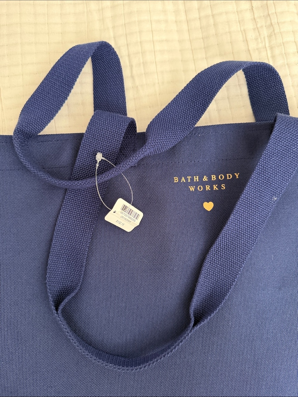 Bath & Body Works Navy Blue Gingham Trim Tote - Picture 7 of 7